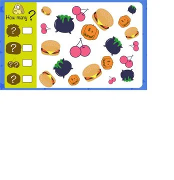 How many objects. Children education game, iq test Stock Illustration