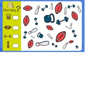How many objects. Children education game, iq test Stock Illustration