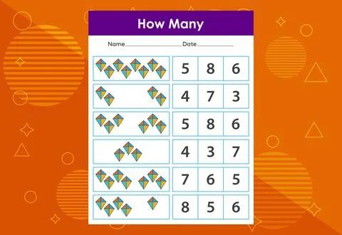 How many objects task. Educational children's game worksheet Stockillustratie