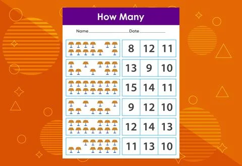 How many objects task. Educational children's game worksheet 库存插图