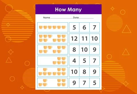 How many objects task. Educational children's game worksheet Stockillustratie