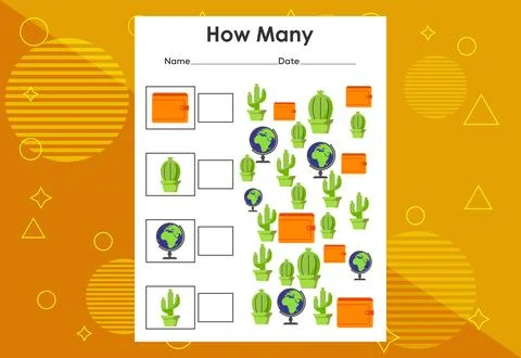 How many objects task. Educational children's game worksheet Stockillustratie