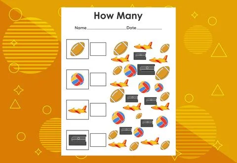 How many objects task. Educational children's game worksheet Stockillustratie