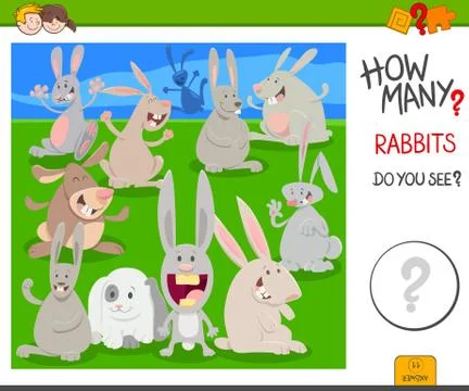 How many rabbits educational task Illustrazione stock