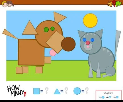 How many shapes educational game Cartoon Illustration of Educational Count... Stock Photos
