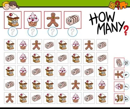 How many sweets activity Cartoon Illustration of Educational How Many Coun... Stock Photos