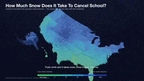 How much snow cancels school us 3d terrain orbit 4k 3D animation seamless loop Stock Footage 341202197