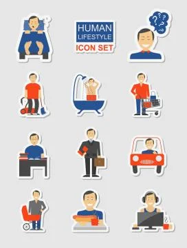 How much time we have. Lifetime elements. Icon set. Vector illustration 스톡 일러스트