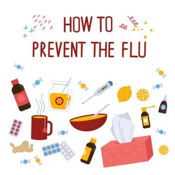 How to prevent the flu concept. Stock Illustration