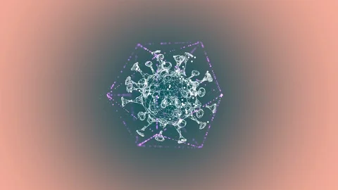 How to protect yourself from virus. Illuminating virus cell locked inside a Stock Footage 127258682