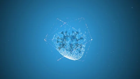How to protect yourself from virus. Illuminating virus cell locked inside a Stock Footage 127267619
