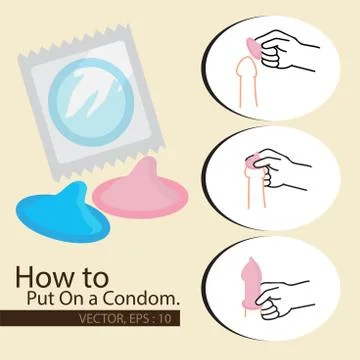 How to Put On a Condom. Stock Illustration