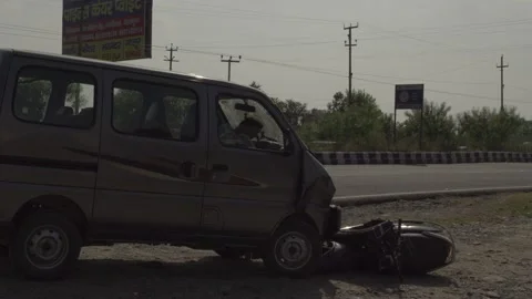 How quickly disaster relief force works in road accident. Stock Footage 138415854