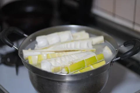 How to remove the bitterness from bamboo shoots Stock Photos