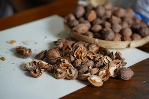 How to remove walnut nuts Stock Photos