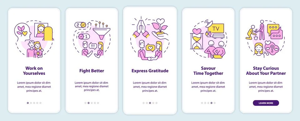 How to save relationship onboarding mobile app screen Stock Illustration