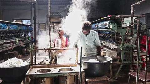 How the silk is made from the silkworm in india Stock Footage 340412148