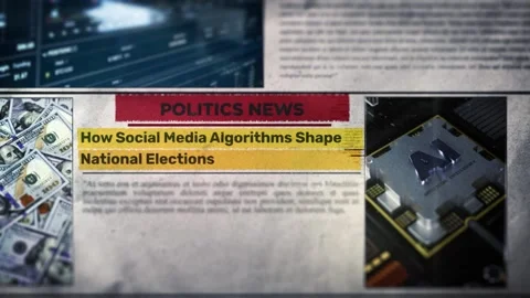 How Social Media Algorithms Shape National Elections Headline Title on News Vídeo Stock 317055491