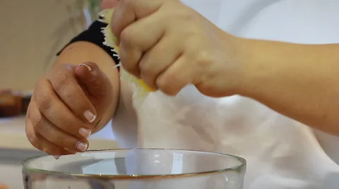 How to squeeze a lemon without a lemon squeeze Chicken Kebabs with yogurt Stock Footage 68754387