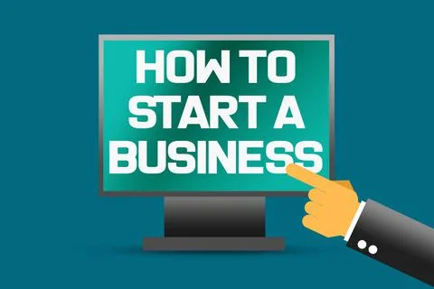 How to start a business word on computer screen Stock-Illustration