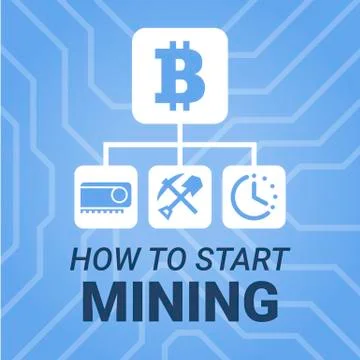 How to start mining cryptocurrency image with title on chipset background. Si Stock Illustration