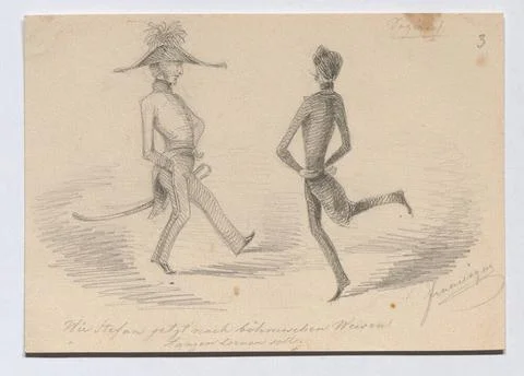 How Stefan should learn to dance after Bohemian wise. (Caricature on Fürst.. Fotos de archivo