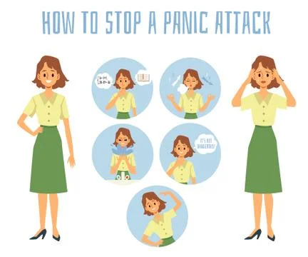 How to stop a panic attack - infographic poster with set of methods Illustrazione stock