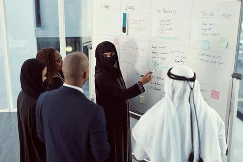 This is how things are looking. High angle shot of a group of diverse business Stock Photos