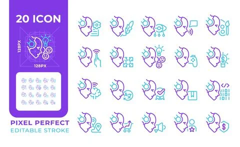 How to use AI two color line icons set Stock Illustration