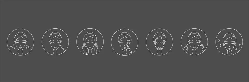 How to use derma roller, dermapen or mesopen line icon for face treatment guide Stock Illustration