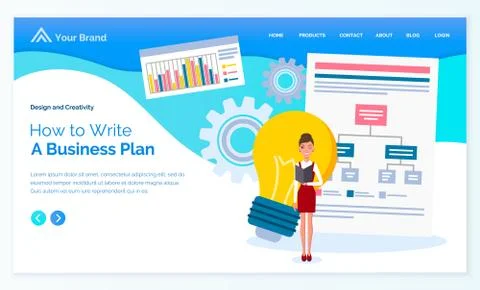 How to write a business plan vector illustration banner. Project management Ilustración de archivo