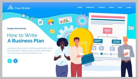 How to write business plan website template. Employee character brainstorming Stock Illustration