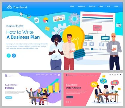 How to write business plan website template. Employee character brainstorming Stock Illustration