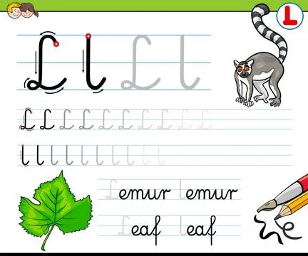 How to write letter L workbook for children Cartoon Illustration of Writin... Stock Photos