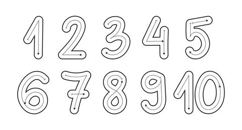 How to Write Numbers or Tracing Number from 1 to 10 Coloring Page for School Stock Illustration