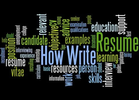 How write resume, word cloud concept Stock Illustration