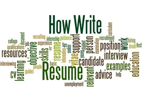 How write resume, word cloud concept Stock Illustration
