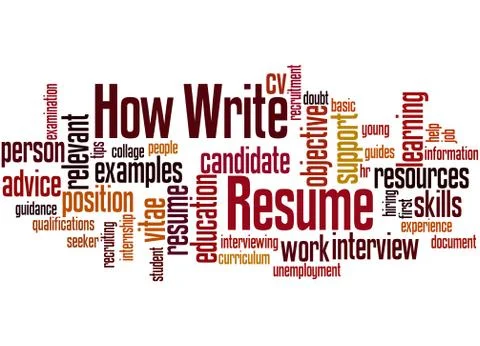 How write resume, word cloud concept Stock Illustration