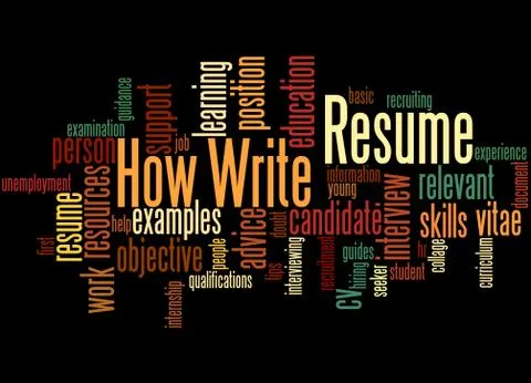 How write resume, word cloud concept Stock Illustration