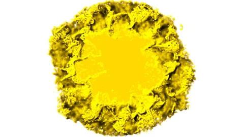 How the yellow wave spreads in different directions the flow of paint filling Stock Footage 85676921