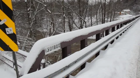 Howard Carroll Bridge Snow Stock Footage 61550286