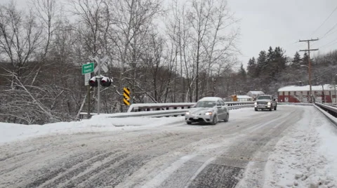 Howard Carroll Bridge Snow Stock Footage 61550294