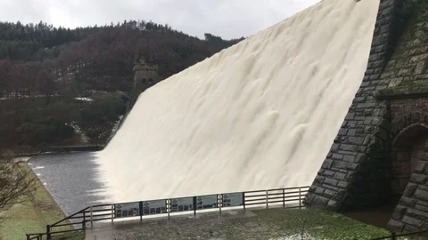 Howden dam overflowing Stock Footage 85102525