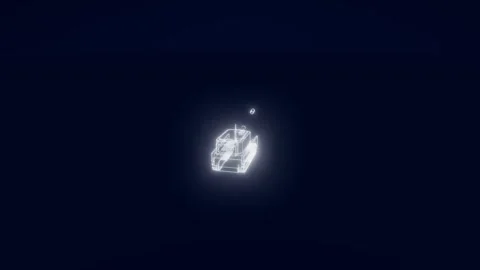 Howitzer blueprint self assembling turntable technical drawing 3D animation Stock Footage 342239971