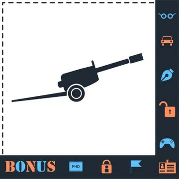 Howitzer icon flat Stock Illustration