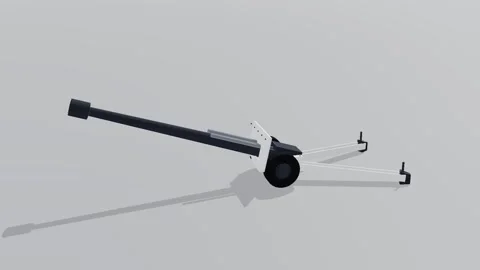 Howitzer military 3d loop white background 3D animation seamless loop Video stock 341849762