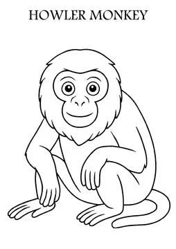 Howler Monkey Coloring Page – Printable Jungle Animal Art Illustrazione stock