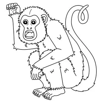Howler Monkey Isolated Coloring Page for Kids Stock Illustration