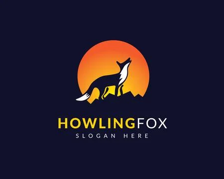 Howling Fox Abstract Logo Design	 Stock Illustration