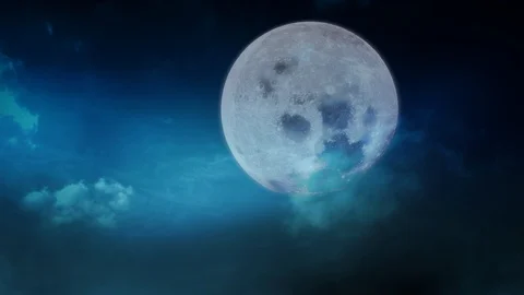 Howling Full Moon with Rolling Fog 4K Loop Stock Footage 111983059